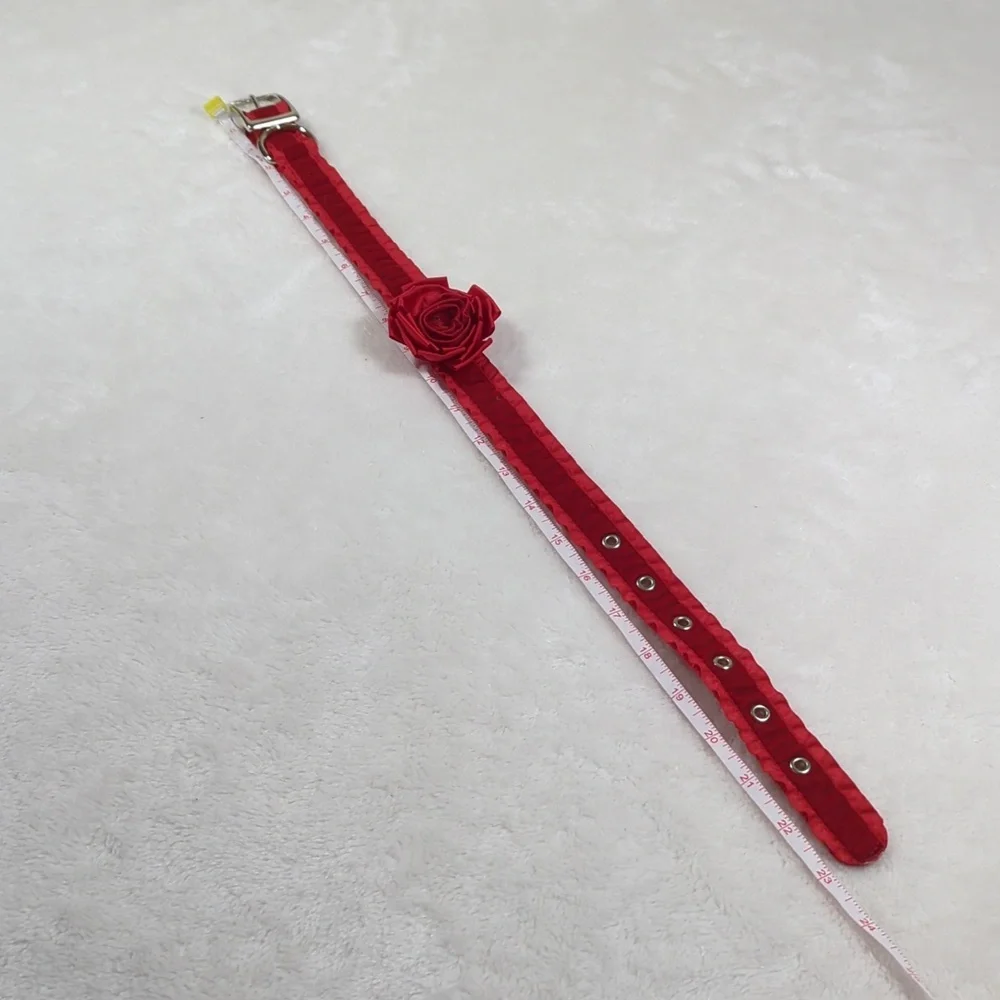 Red Velvet & satin dog collar L/XL